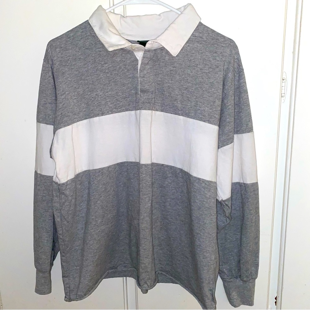 Grey & White long sleeve with collar